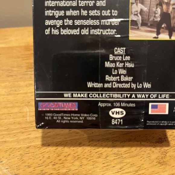 Vintage VHS The Chinese Connection BIG BOX Bruce Lee 1993 Edition Factory Sealed